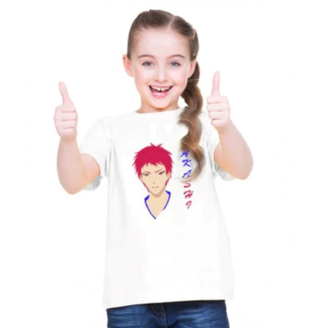Rosolly Girls Cotton Akashi Half Sleeve TShirt (White)