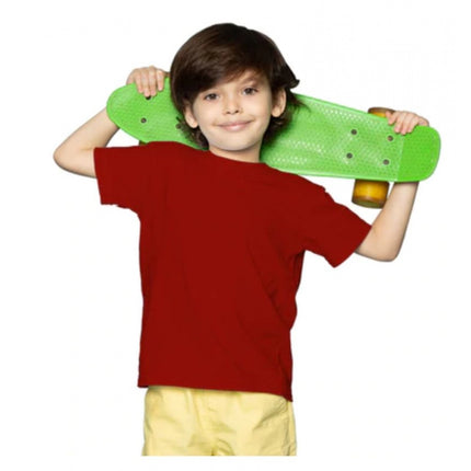 Rosolly Boys Cotton Plain Half Sleeve TShirt (Maroon)