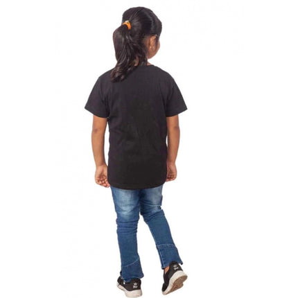 Rosolly Girls Cotton Drama Queen Half Sleeve TShirt (Black)