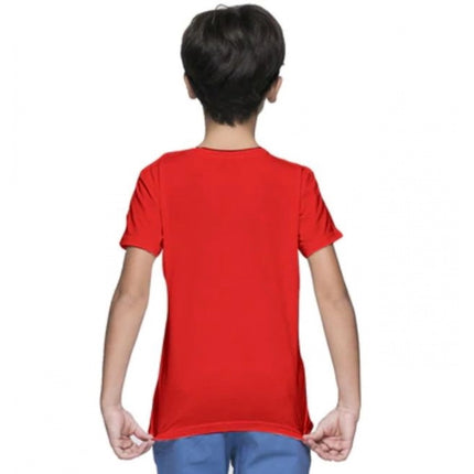 Rosolly Boys Cotton Plain Half Sleeve TShirt (Red)