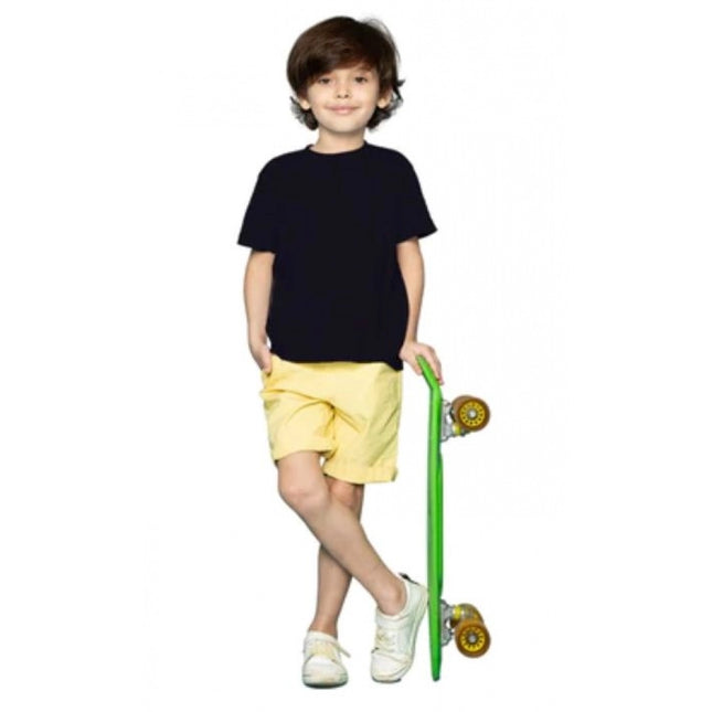 Rosolly Boys Cotton Plain Half Sleeve TShirt (Black)