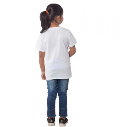 Rosolly Girls Cotton Adelie Half Sleeve TShirt (White)