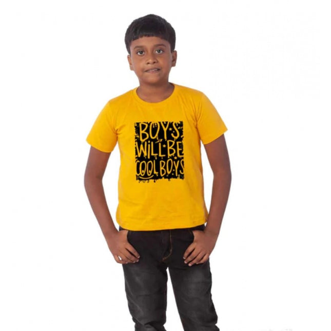 Rosolly Boys Cotton Will Be Cool Half Sleeve TShirt (Mustard)