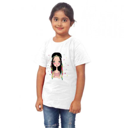 Rosolly Girls Cotton Tribal Half Sleeve TShirt (White)