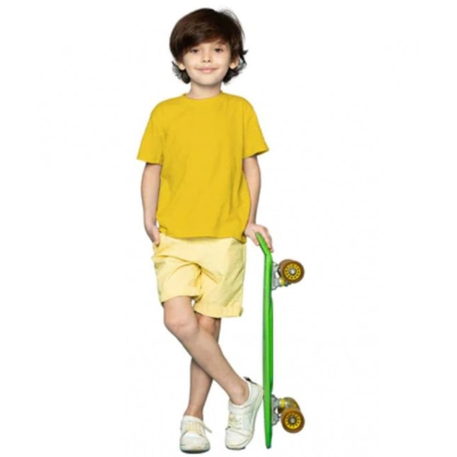 Rosolly Boys Cotton Plain Half Sleeve TShirt (Yellow)