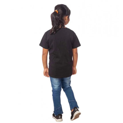 Rosolly Girls Cotton Snow Board Half Sleeve TShirt (Black)