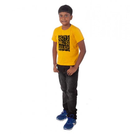 Rosolly Boys Cotton Will Be Cool Half Sleeve TShirt (Mustard)