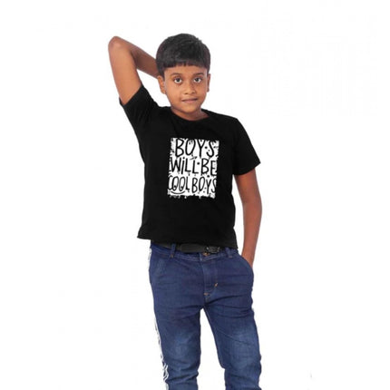 Rosolly Boys Cotton Will Be Cool Half Sleeve TShirt (Black)