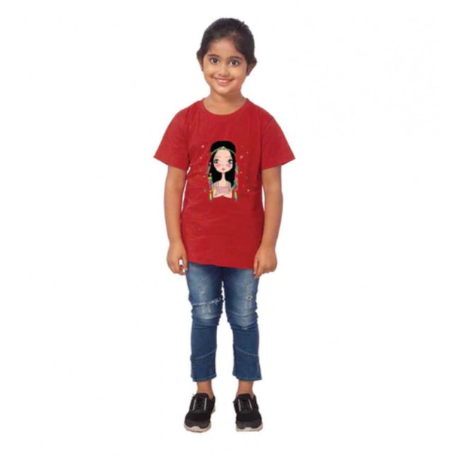 Rosolly Girls Cotton Tribal Half Sleeve TShirt (Maroon)