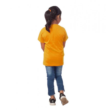 Rosolly Girls Cotton Panda Glass Half Sleeve TShirt (Mustard)