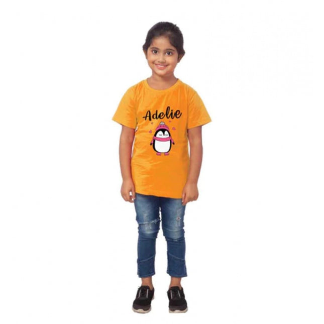 Rosolly Girls Cotton Adelie Half Sleeve TShirt (Mustard)
