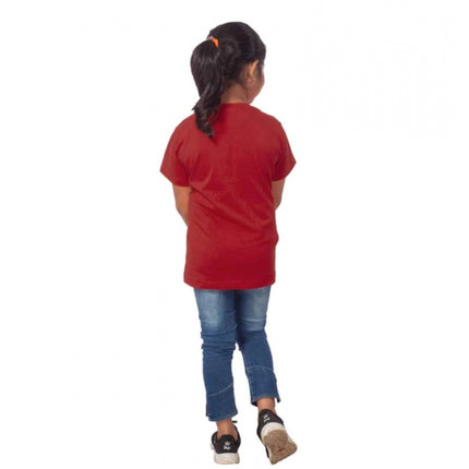 Rosolly Girls Cotton Panda Glass Half Sleeve TShirt (Maroon)