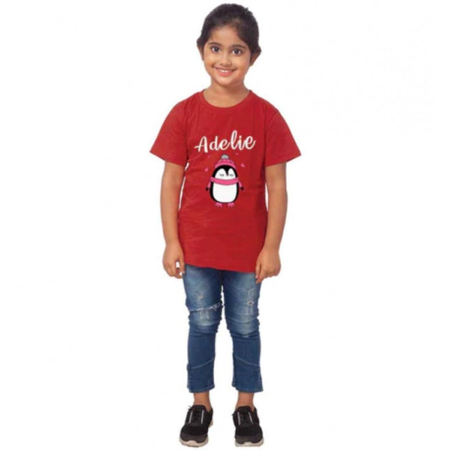 Rosolly Girls Cotton Adelie Half Sleeve TShirt (Maroon)