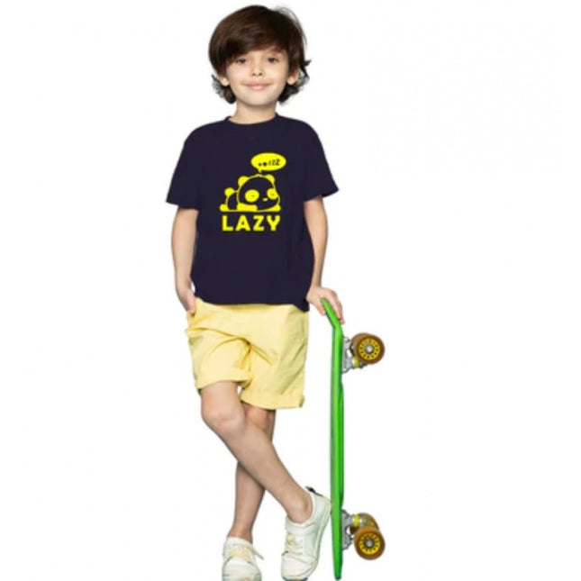 Rosolly Boys Cotton Lazy Half Sleeve TShirt (Black)