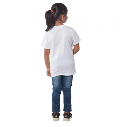 Rosolly Girls Cotton Princess Half Sleeve TShirt (White)