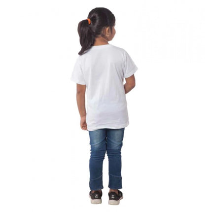 Rosolly Girls Cotton Unicorn Face Half Sleeve TShirt (White)