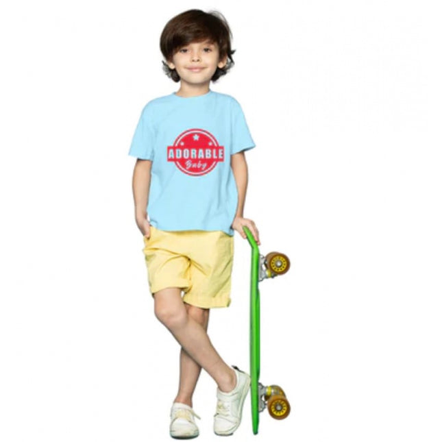 Rosolly Boys Cotton Adorable Baby Half Sleeve TShirt (Sky Blue)
