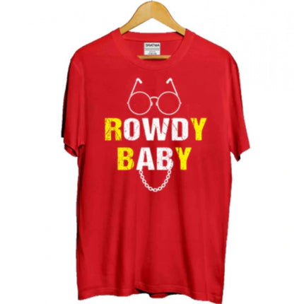 Rosolly Girls Cotton Rowdy Baby Half Sleeve TShirt (Red)