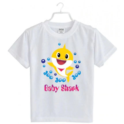 Rosolly Girls Cotton Baby Shark Half Sleeve TShirt (White)
