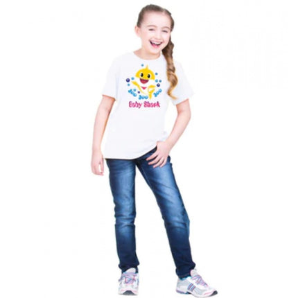 Rosolly Girls Cotton Baby Shark Half Sleeve TShirt (White)