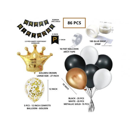 Rosolly Black Gold Birthday Party Decoration Set Of Banner And Balloons (Multicolor)