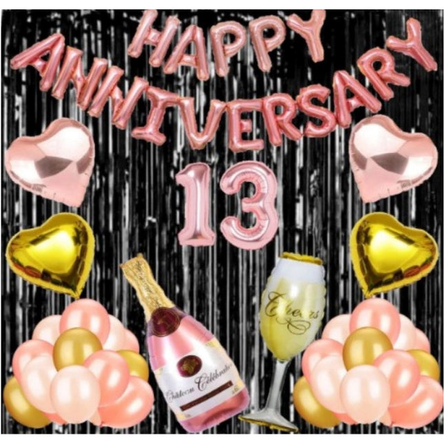 Rosolly 13Th Anniversary Rose Gold Foil Balloons With Happy Decoration Items Set (Rose Gold)