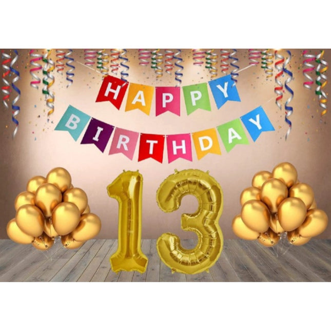 Rosolly 13Th Happy Birthday Decoration Combo With Multi Color Banner (Multicolor)
