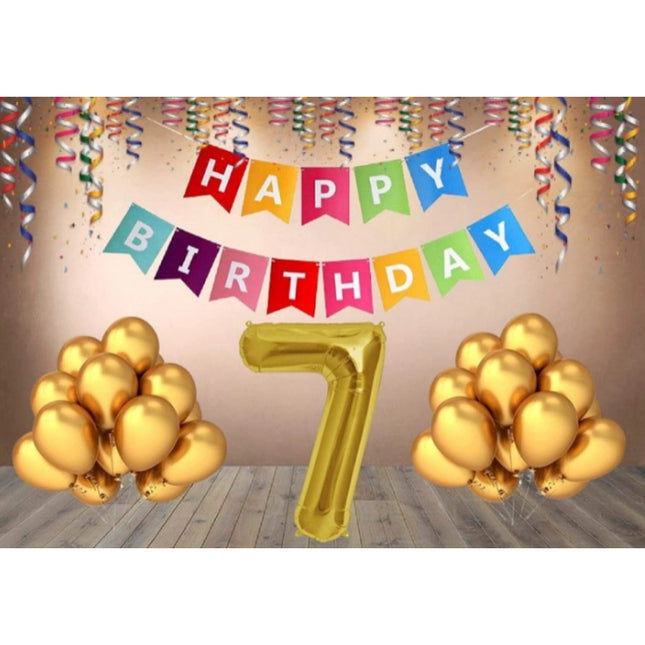 Rosolly 7Th Happy Birthday Decoration Combo With Multi Color Banner (Multicolor)