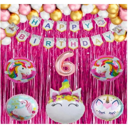 Rosolly 6Th Happy Birthday Decoration Combo With Unicorn Foil Balloon (Pink)