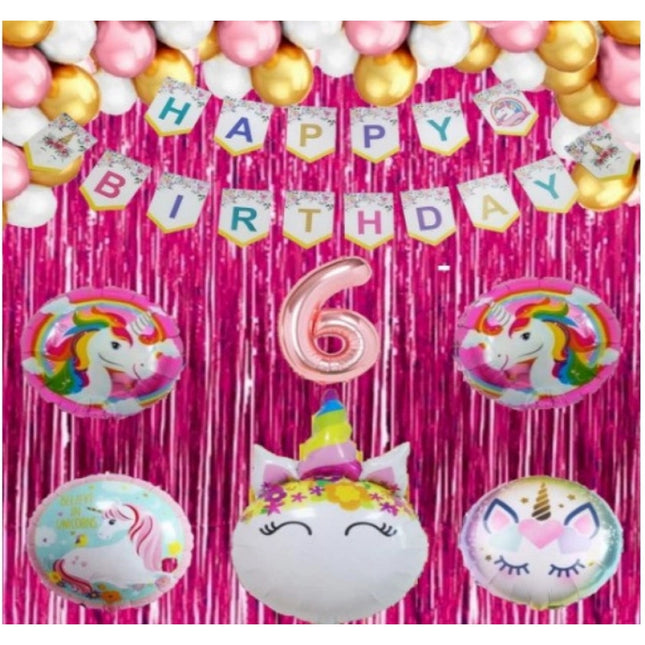 Rosolly 6Th Happy Birthday Decoration Combo With Unicorn Foil Balloon (Pink)