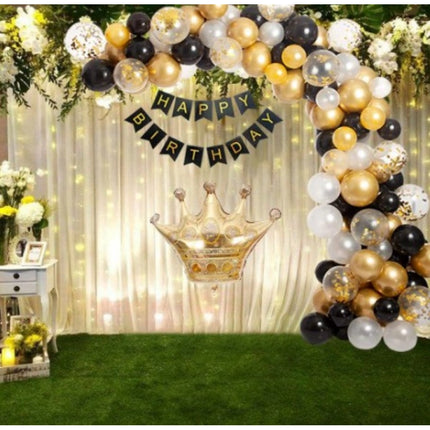 Rosolly Black Gold Birthday Party Decoration Set Of Banner And Balloons (Multicolor)