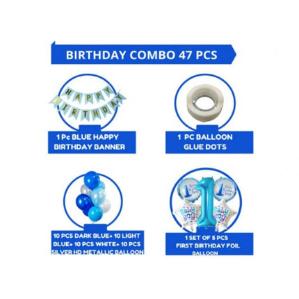 Rosolly 1St Birthday Baby Boytheme Decorations Kit Combo (Blue)