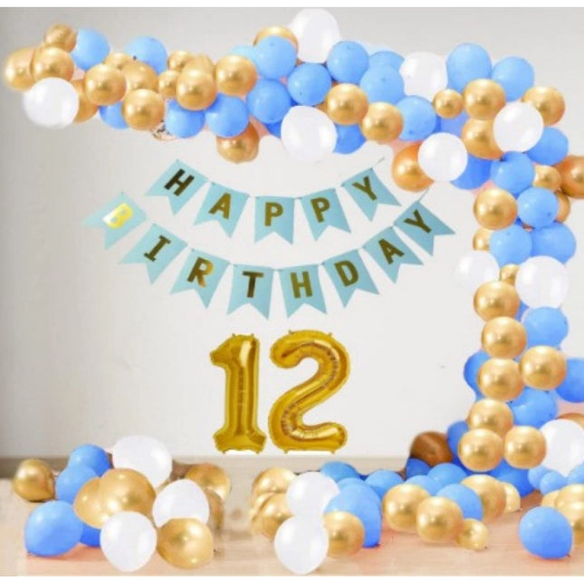 Rosolly 12Th Year Decoration Kit For Boy And Girl With Banner And Balloons (Blue)