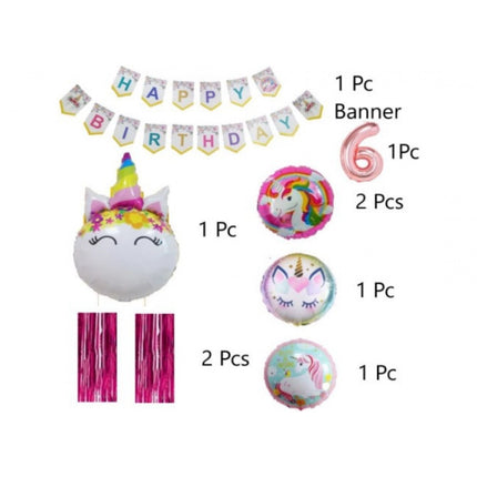 Rosolly 6Th Happy Birthday Decoration Combo With Unicorn Foil Balloon (Pink)