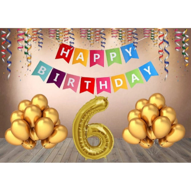 Rosolly 6Th Happy Birthday Decoration Combo With Multi Color Banner (Multicolor)