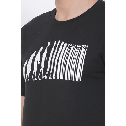 Rosolly Men's Cotton Jersey Round Neck Printed Tshirt (Black)