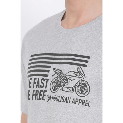 Rosolly Men's Cotton Jersey Round Neck Printed Tshirt (Grey Melange)