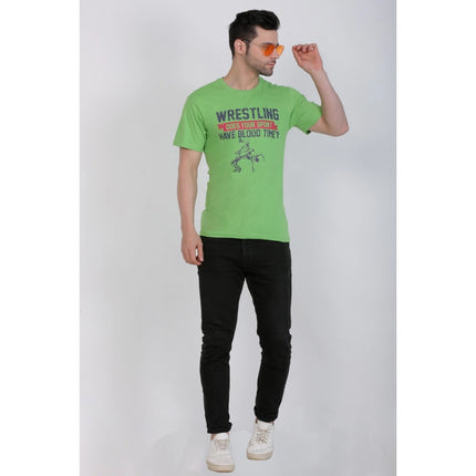 Rosolly Men's Cotton Jersey Round Neck Printed Tshirt (Pale Green)