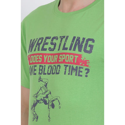 Rosolly Men's Cotton Jersey Round Neck Printed Tshirt (Pale Green)