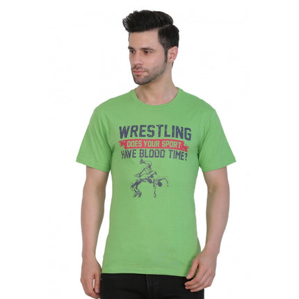 Rosolly Men's Cotton Jersey Round Neck Printed Tshirt (Pale Green)