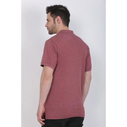 Rosolly Men's Poly Viscose Polo Plain Tshirt (Maroon Melange)