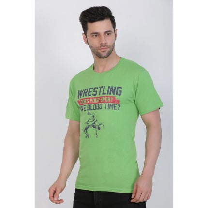 Rosolly Men's Cotton Jersey Round Neck Printed Tshirt (Pale Green)
