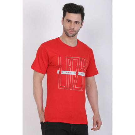 Rosolly Men's Cotton Jersey Round Neck Printed Tshirt (Red)