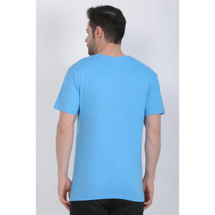 Rosolly Men's Cotton Jersey V Neck Printed Tshirt (Turquoise Blue)