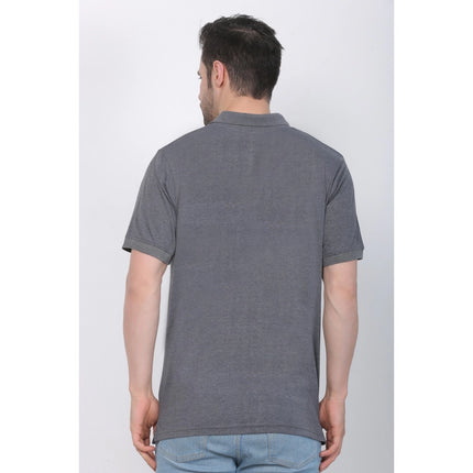 Rosolly Men's Poly Viscose Polo Plain Tshirt (Charcoal Melange)