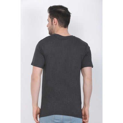 Rosolly Men's Cotton Jersey Round Neck Printed Tshirt (Charcoal Melange)