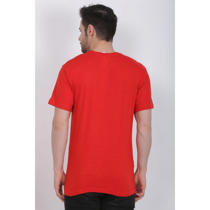 Rosolly Men's Cotton Jersey Round Neck Printed Tshirt (Red)