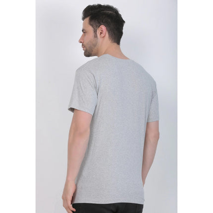 Rosolly Men's Cotton Jersey Round Neck Printed Tshirt (Grey Melange)