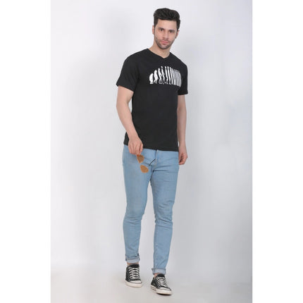 Rosolly Men's Cotton Jersey V Neck Printed Tshirt (Black)