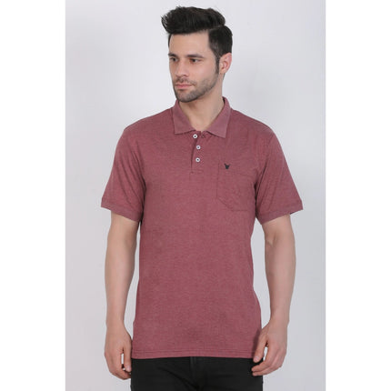 Rosolly Men's Poly Viscose Polo Plain Tshirt (Maroon Melange)